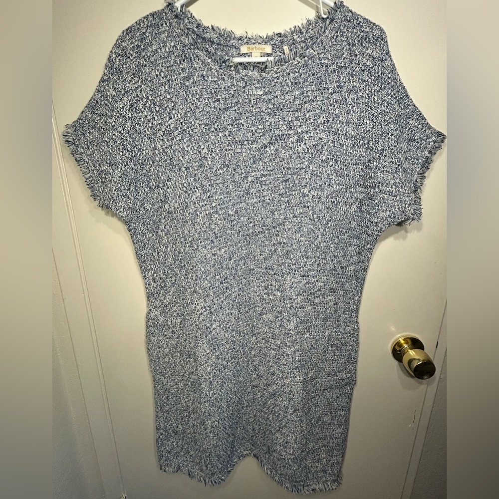 Barbour Fringe Knit Blue And White Professional & Classy Office Dress- Size 12
